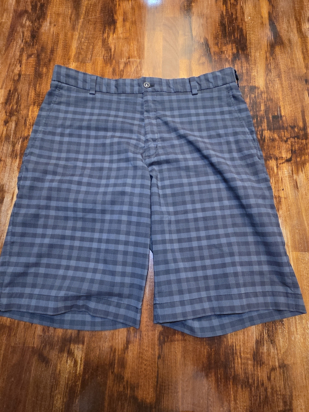 Nike Dri Fit Casual Fairway Golf Shorts Checked Dark Gray SZ 34 Preppy Golf